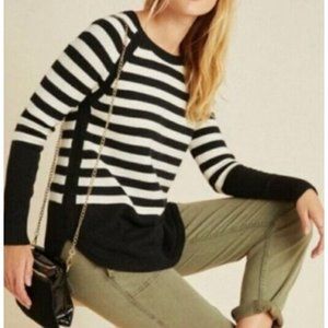 Anthropologie Rebekah Tunic Sweater Womens‎ XS Black/White Stripe OB1104516